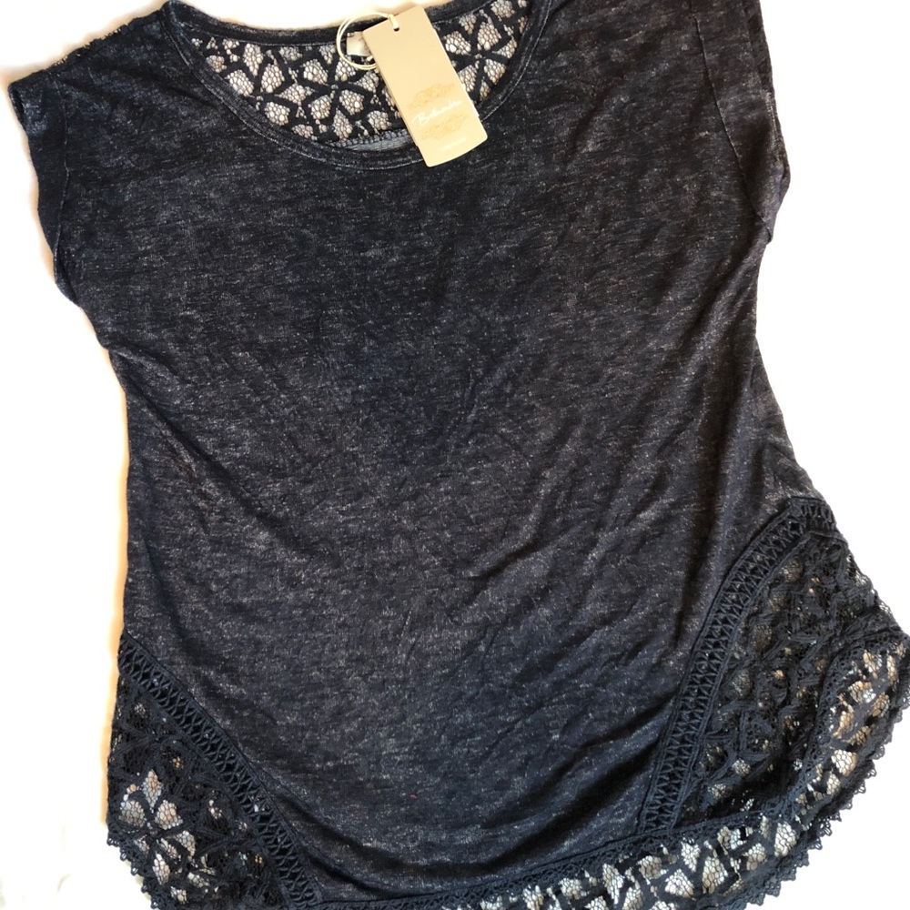 Bellambra NWT Navy Blue Lace Trim Top Sz S